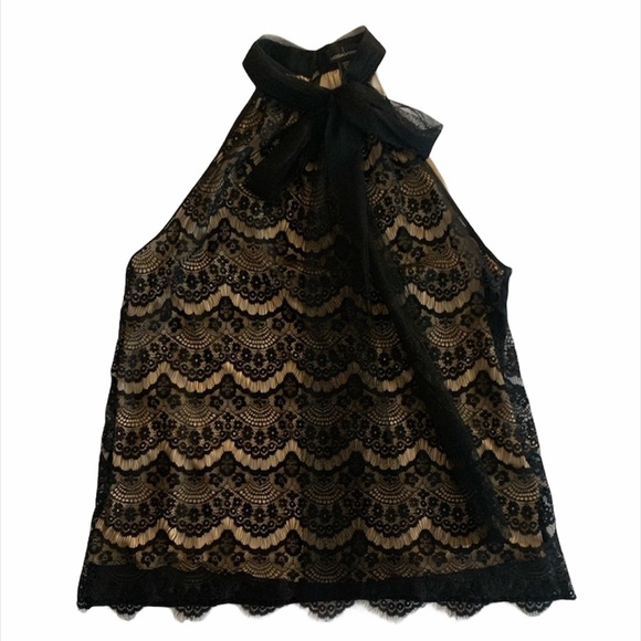 Moda International Tops - Moda International size XS lace high neck tie top